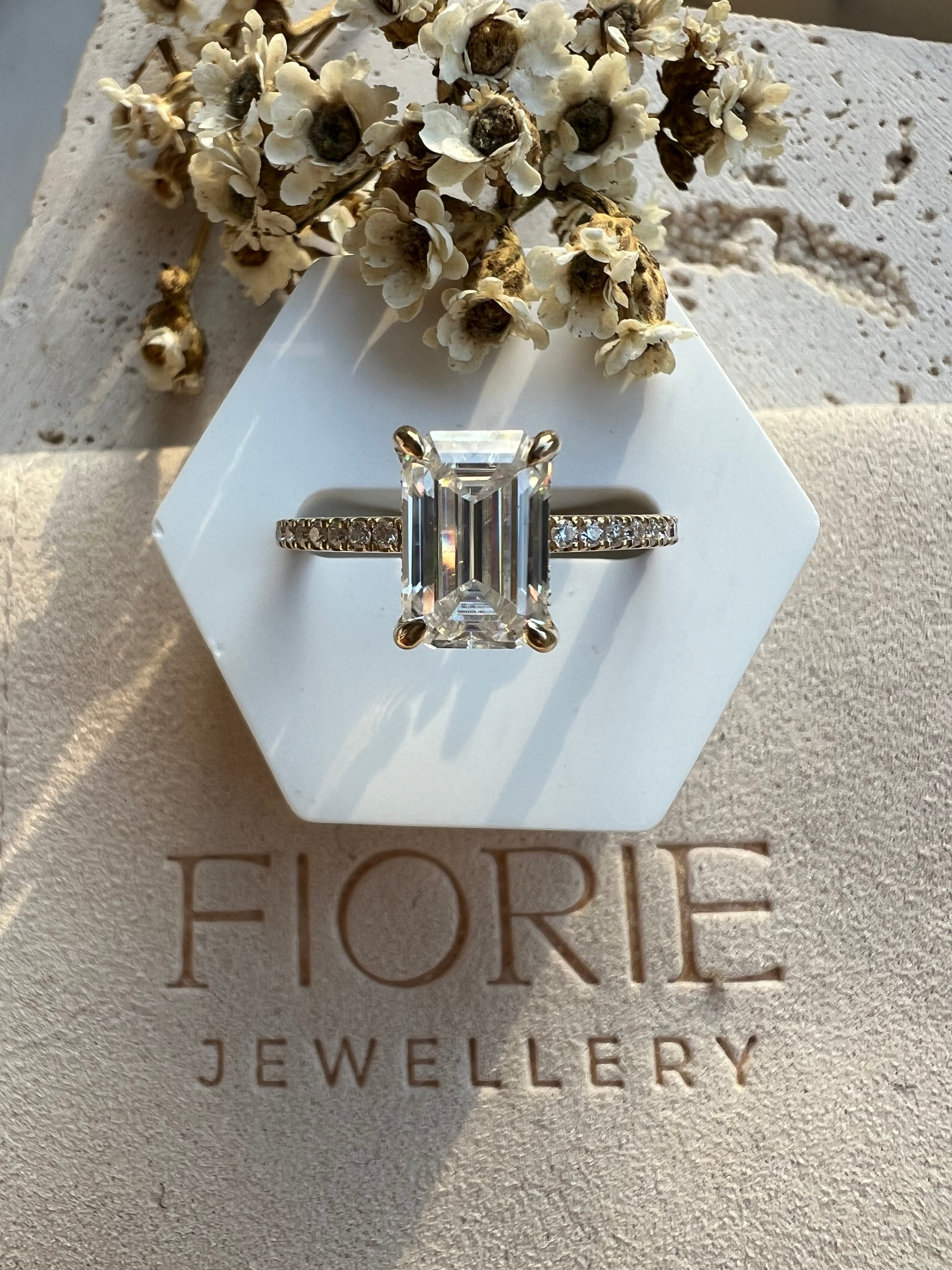 Signature Charlotte Emerald Cut 2-2.5ct Moissanite Ring image 2