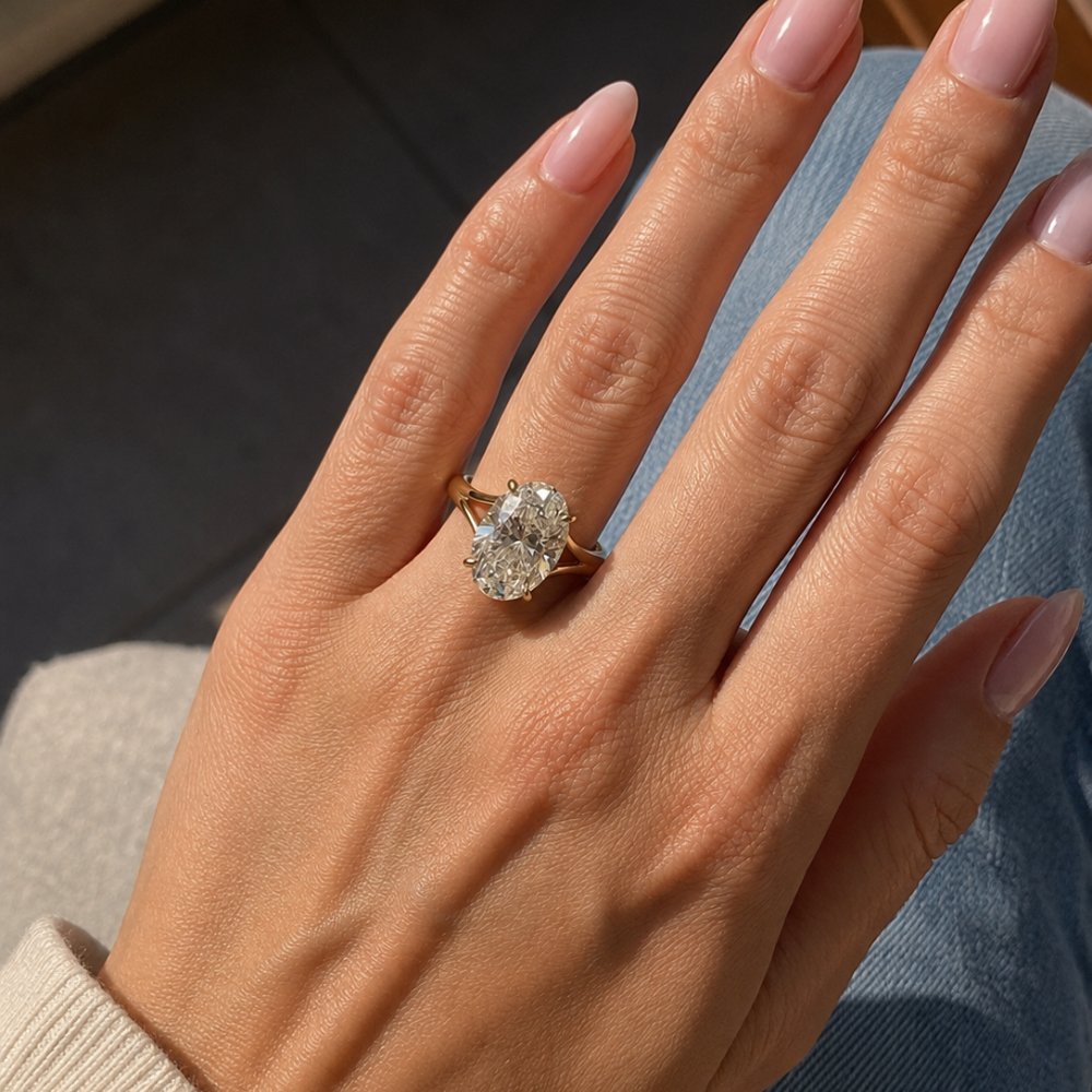 Hailey 4ct Oval Low Set Split Shank Ring