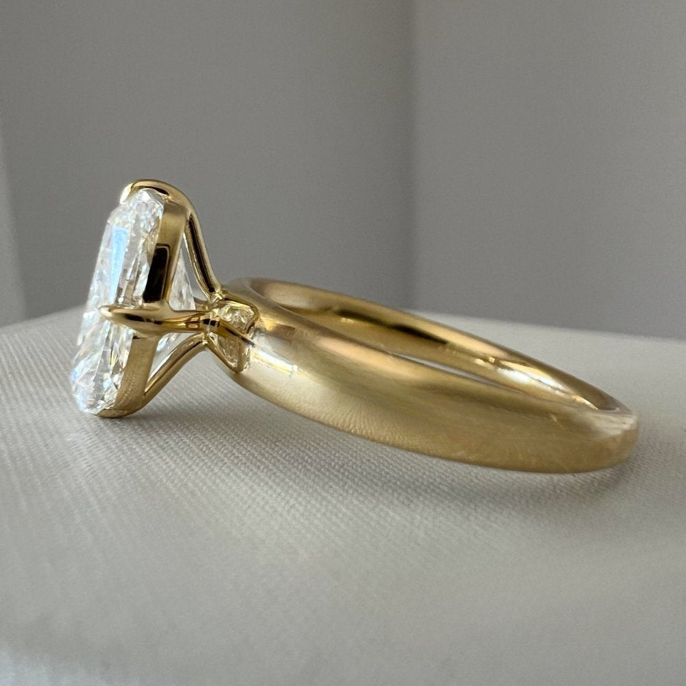 READY TO SHIP - Tanya 3ct Elongated Cushion Tapered Ring