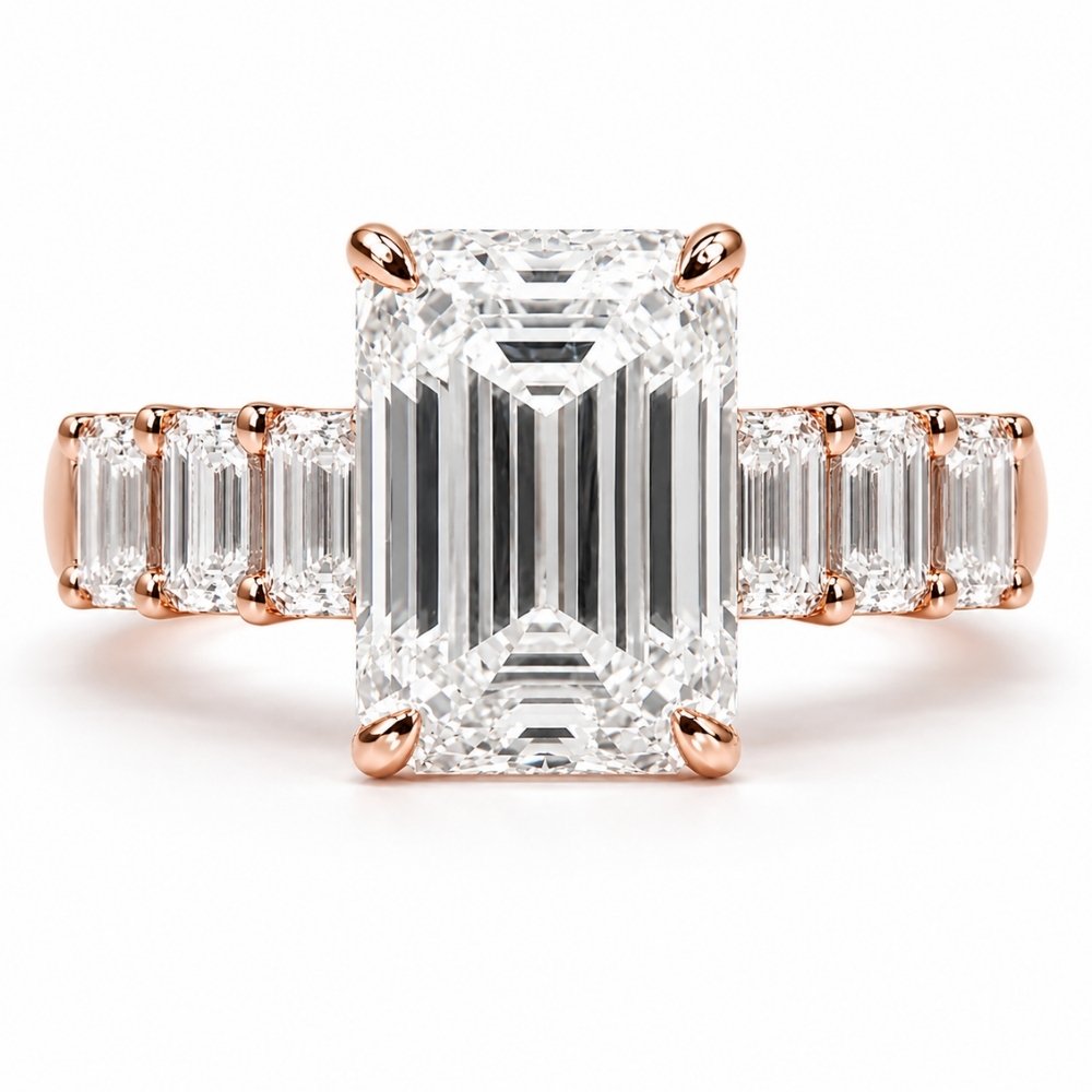 Signature Melody 11CTW Emerald Cut Moissanite Engagement Ring image 6
