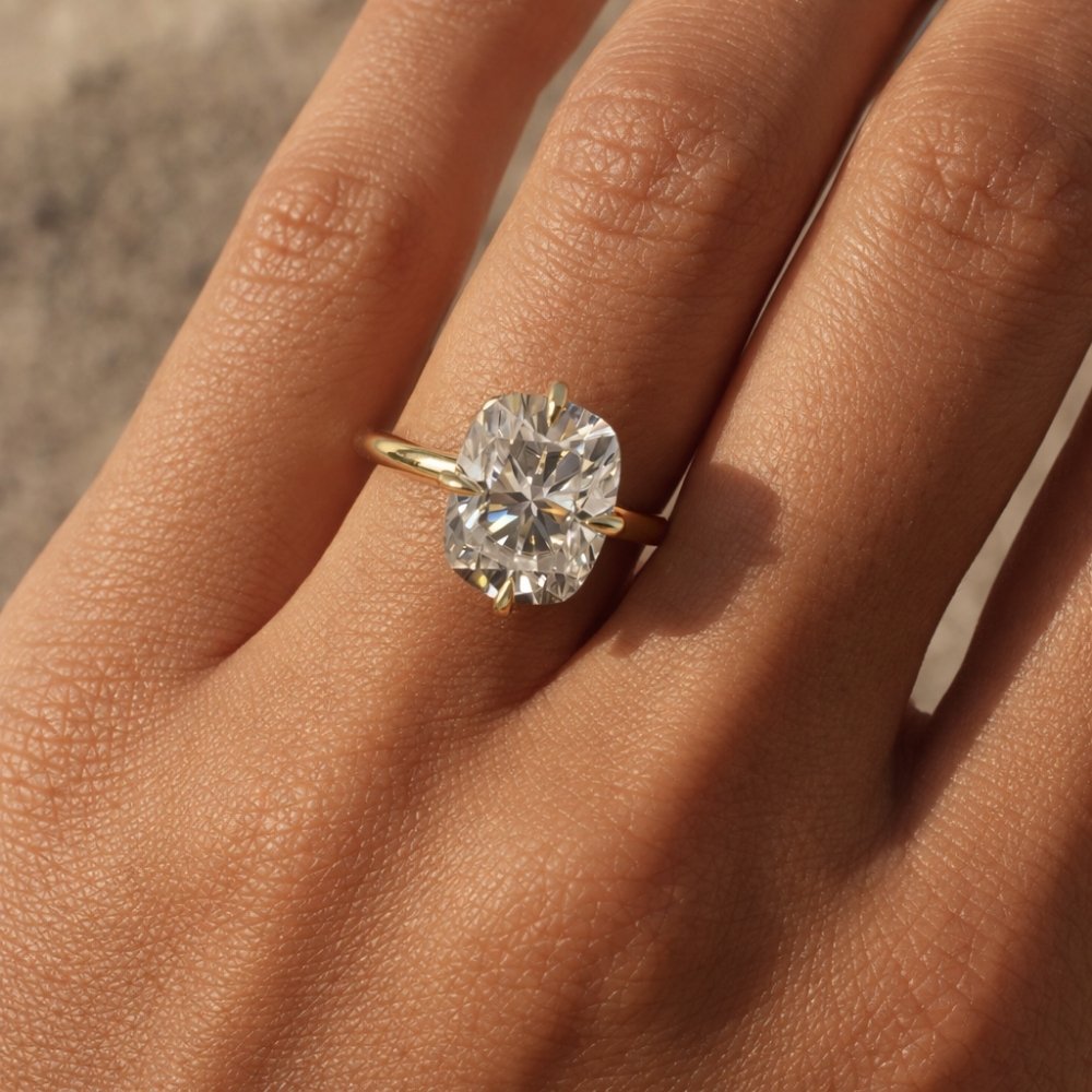 Lizzi 3ct Elongated Cushion Compass Prong Engagement Ring - M and F Series image 1