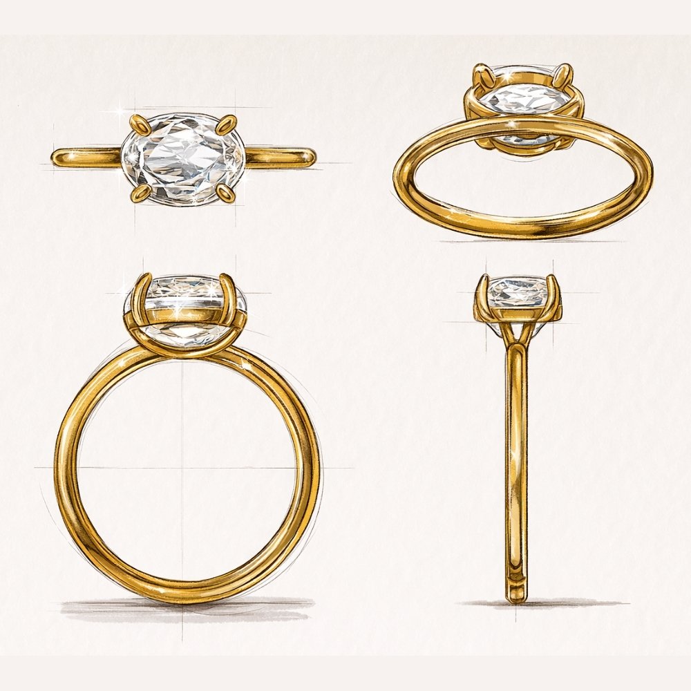 Signature Clara 2ct East West Oval Cut Ring image 8