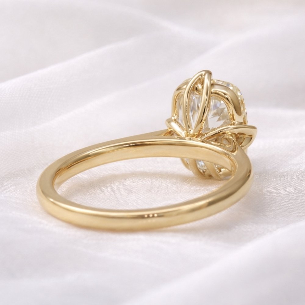 Athena 3ct Elongated Old Mine Cushion Cut Tulip Setting Ring - M and F Series image 5