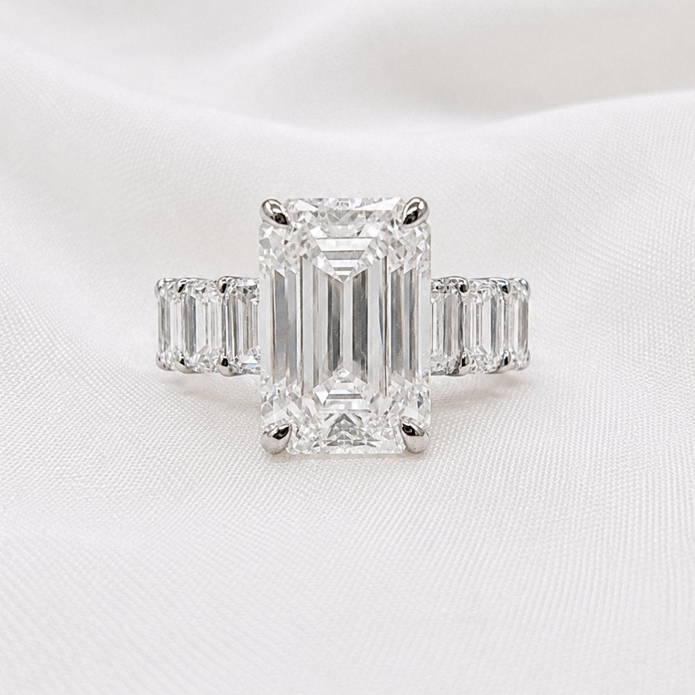 Signature Melody 11CTW Emerald Cut Moissanite Engagement Ring image 2