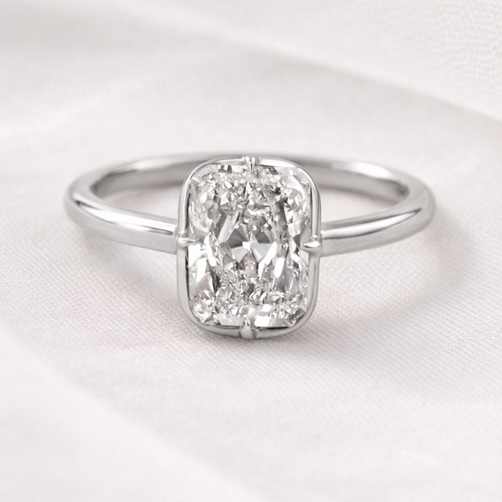 Signature Zara 3ct Radiant Cut Georgian Bezel Ring image 4
