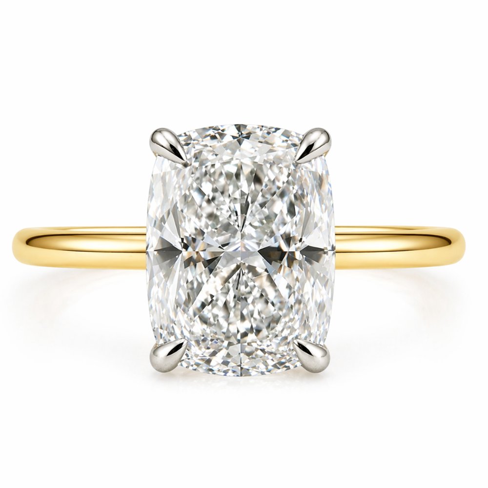 Signature Emily 3.5ct Elongated Cushion Cut Cathedral Engagement Ring image 0