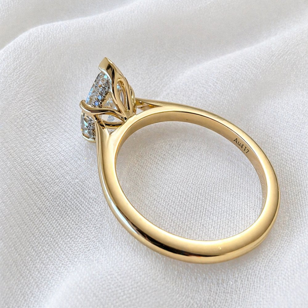 Elsa 3ct Pear Cut Hidden Halo Tulip Setting Ring - M&F Series image 6