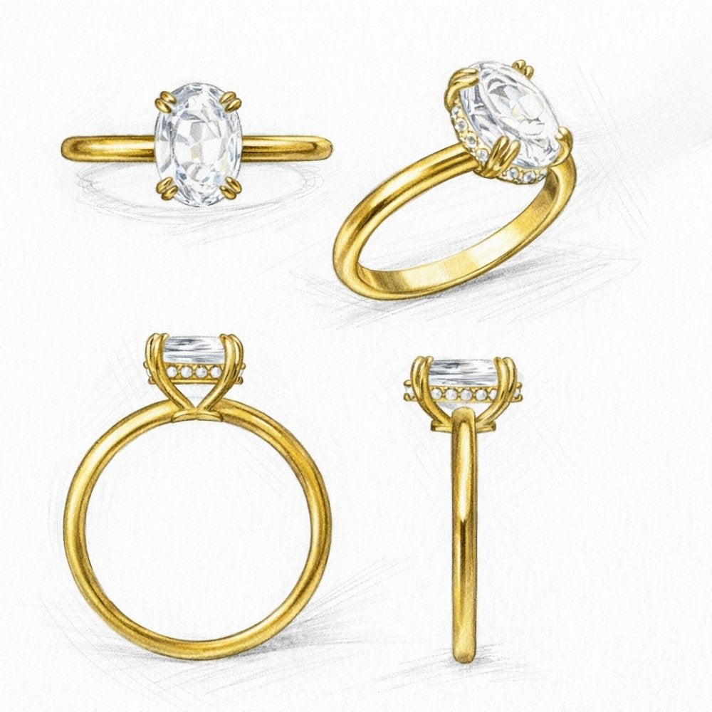 Signature Stevie Oval Cut 2.5ct Hidden Halo Low Set Ring image 9