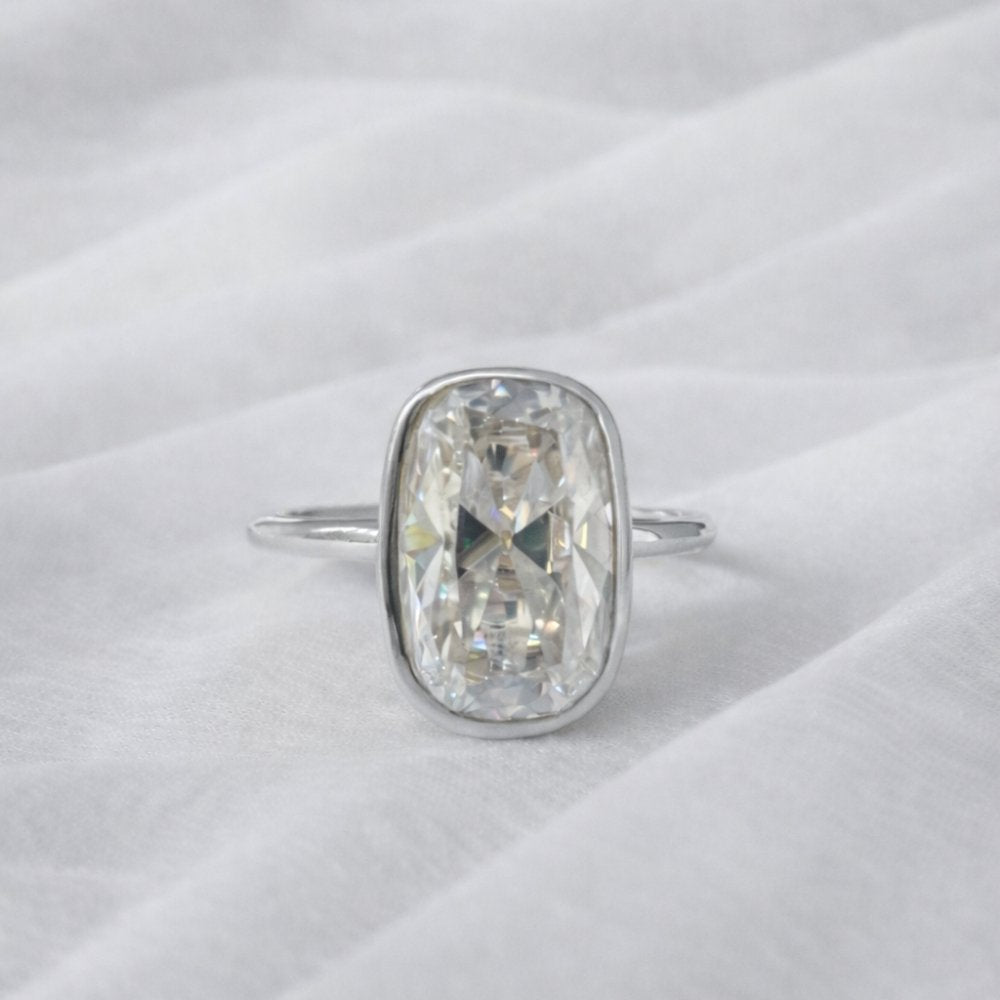 Signature Lola 4ct Elongated Cushion OMC Cut Bezel Set Ring image 6