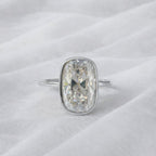 Signature Lola 4ct Elongated Cushion OMC Cut Bezel Set Ring image 6