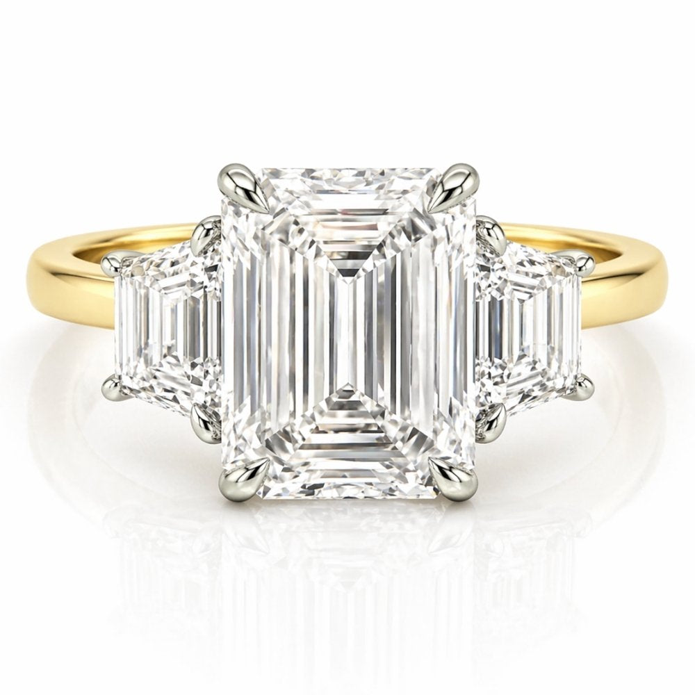 Signature Mia Emerald Cut Two Tone Trilogy 3.5-4ct Ring image 0