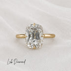 Athena 3ct Elongated Old Mine Cushion Cut Tulip Setting Ring - M and F Series image 8