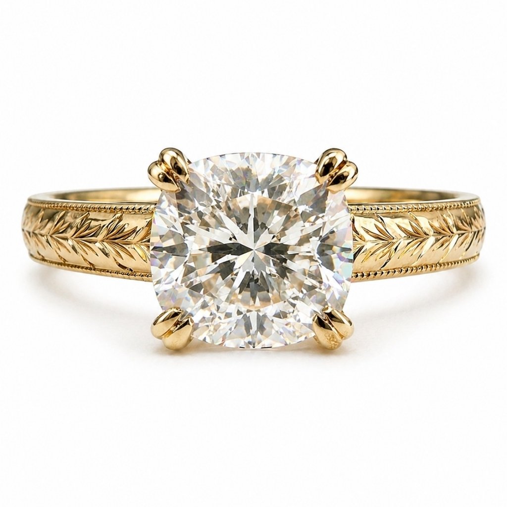 Deborah 2ct Cushion Cut Textured Ring - M and F Series image 0