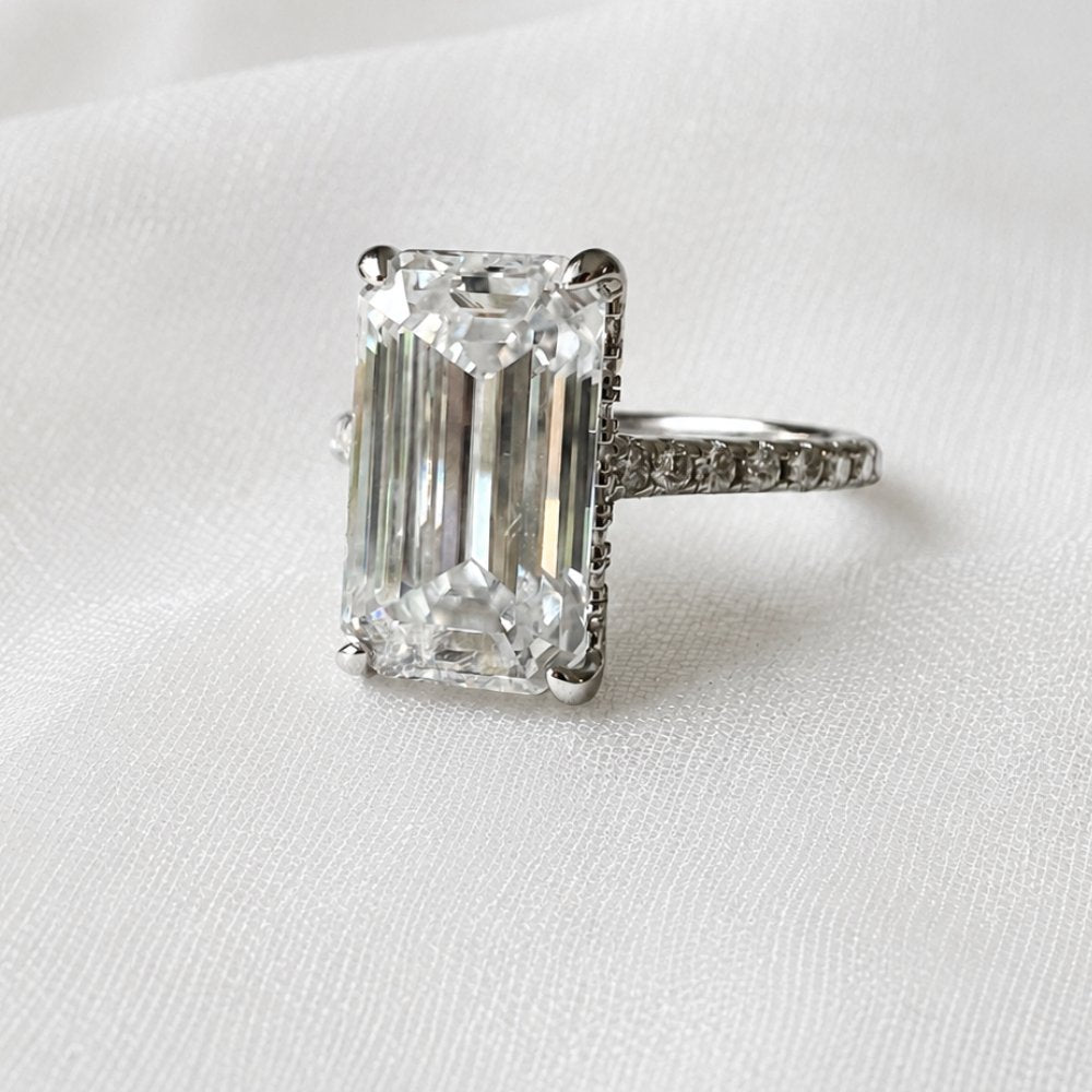 Signature Isabelle Emerald Cut 4ct Pave Cathedral Setting Ring image 5