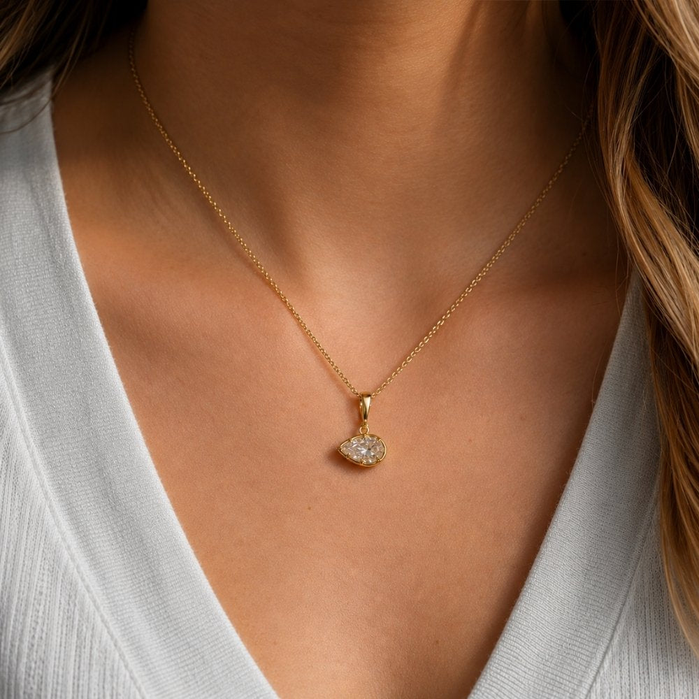 Georgian 3ct Pear East West Pendant image 1