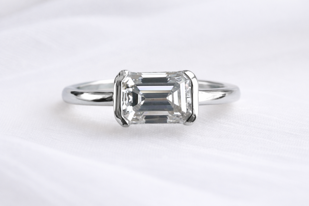 Signature Rio East West Half Bezel Emerald Cut 1.5ct Ring image 3