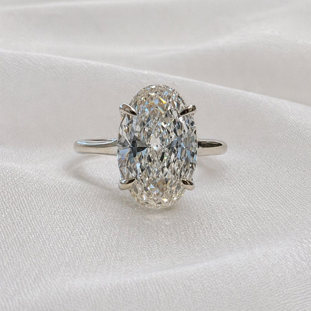 Ren 3-3.5ct Elongated Oval Cut Cathedral Tulip Basket Ring - M&F Series image 6