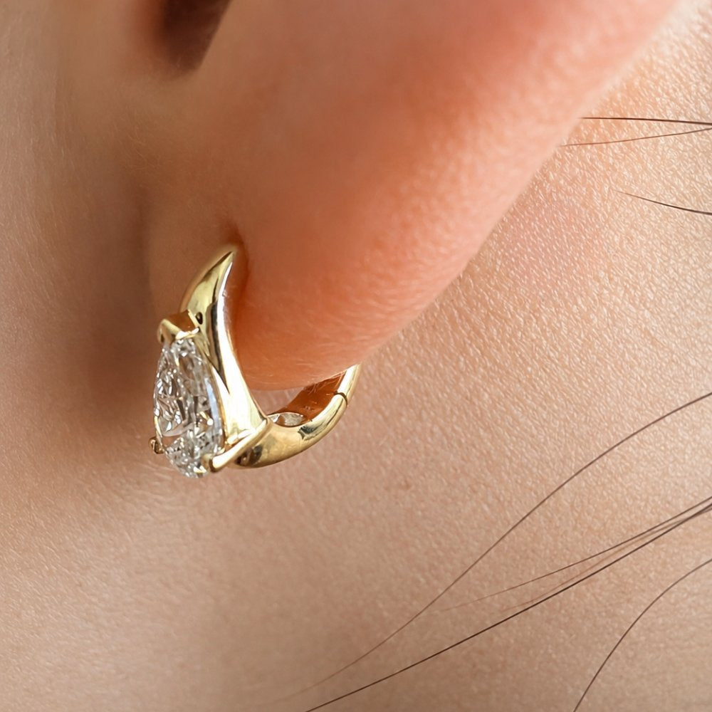 Tina 1CTW Pear Lab Diamond Huggie Earrings