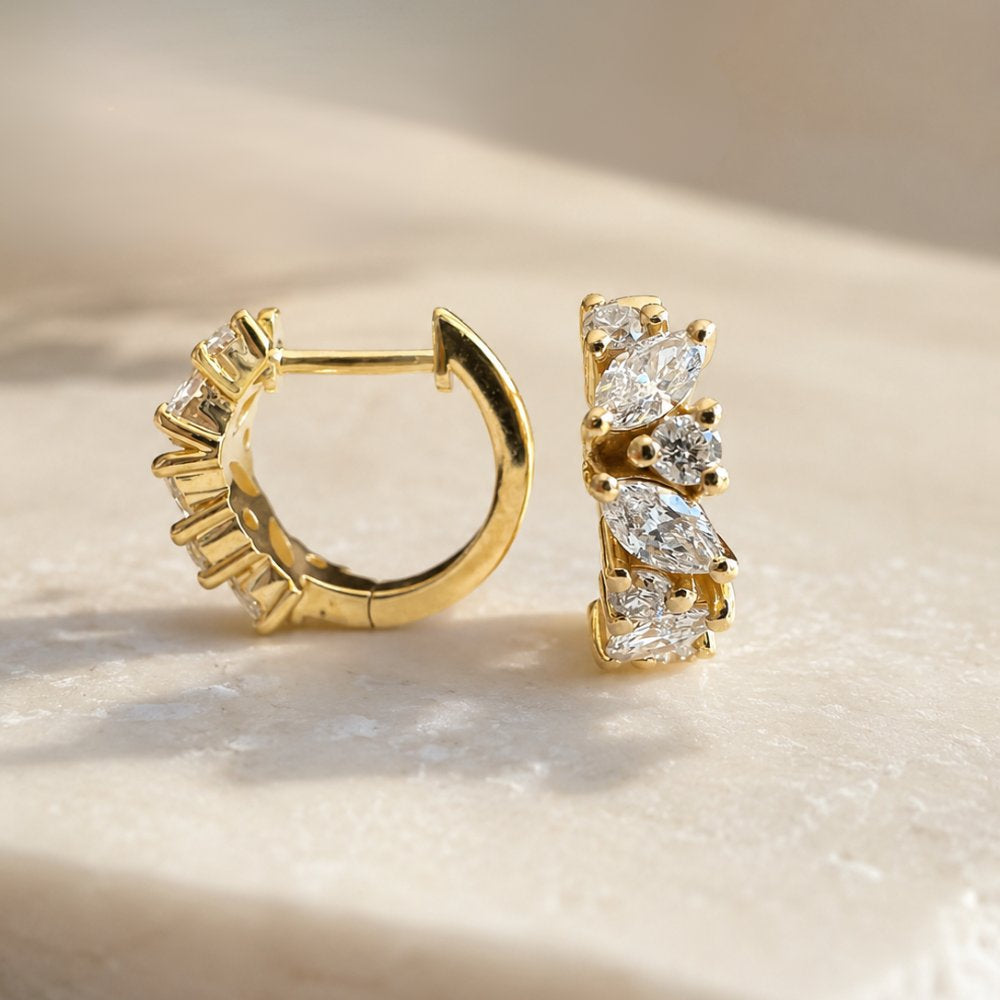 Natty 0.8CTW Marquise and Round Lab Diamond Huggie Earrings