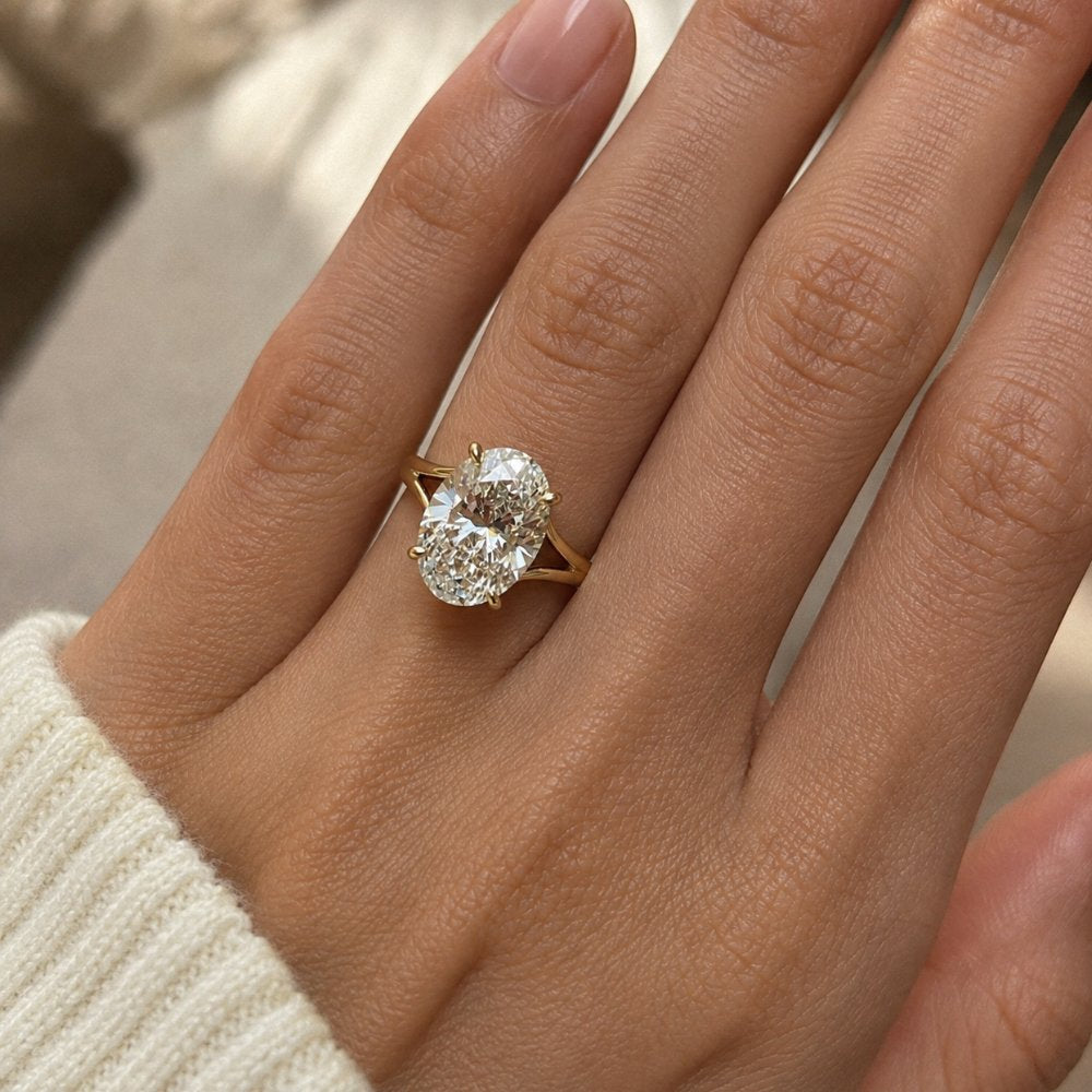 Hailey 4ct Oval Low Set Split Shank Ring
