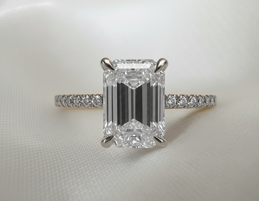 Signature Charlotte Emerald Cut 2-2.5ct Moissanite Ring image 6