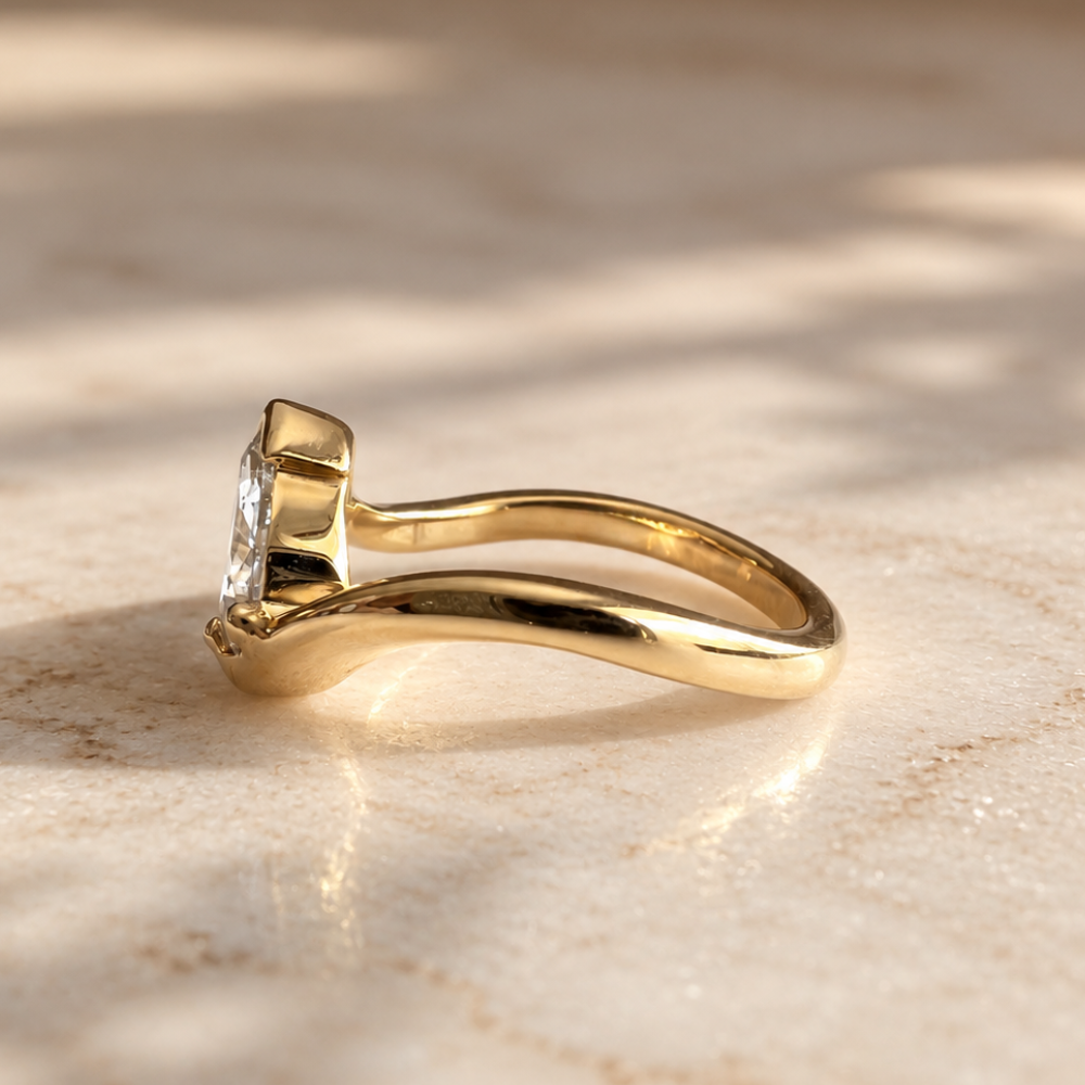 Fifi 0.7ct Pear Lab Diamond Tilted Pinky Ring