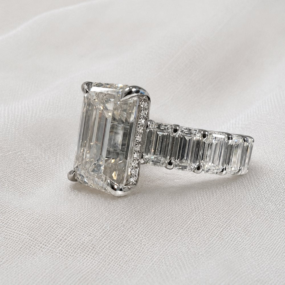 Signature Melody 11CTW Emerald Cut Moissanite Engagement Ring image 3