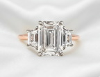 Signature Mia Emerald Cut Two Tone Trilogy 3.5-4ct Ring image 8