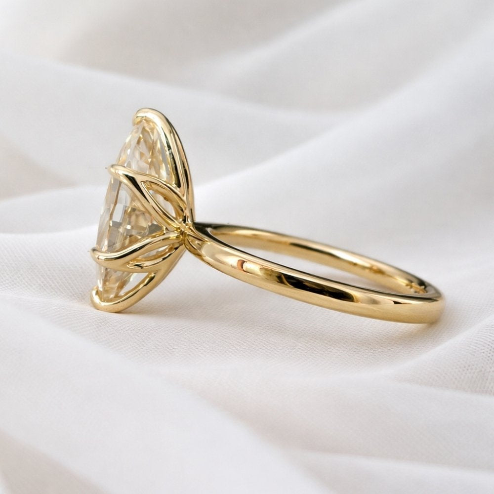 Lia 3ct Champagne Moissanite Marquise Cut Tulip Setting Ring - M & F Series image 3