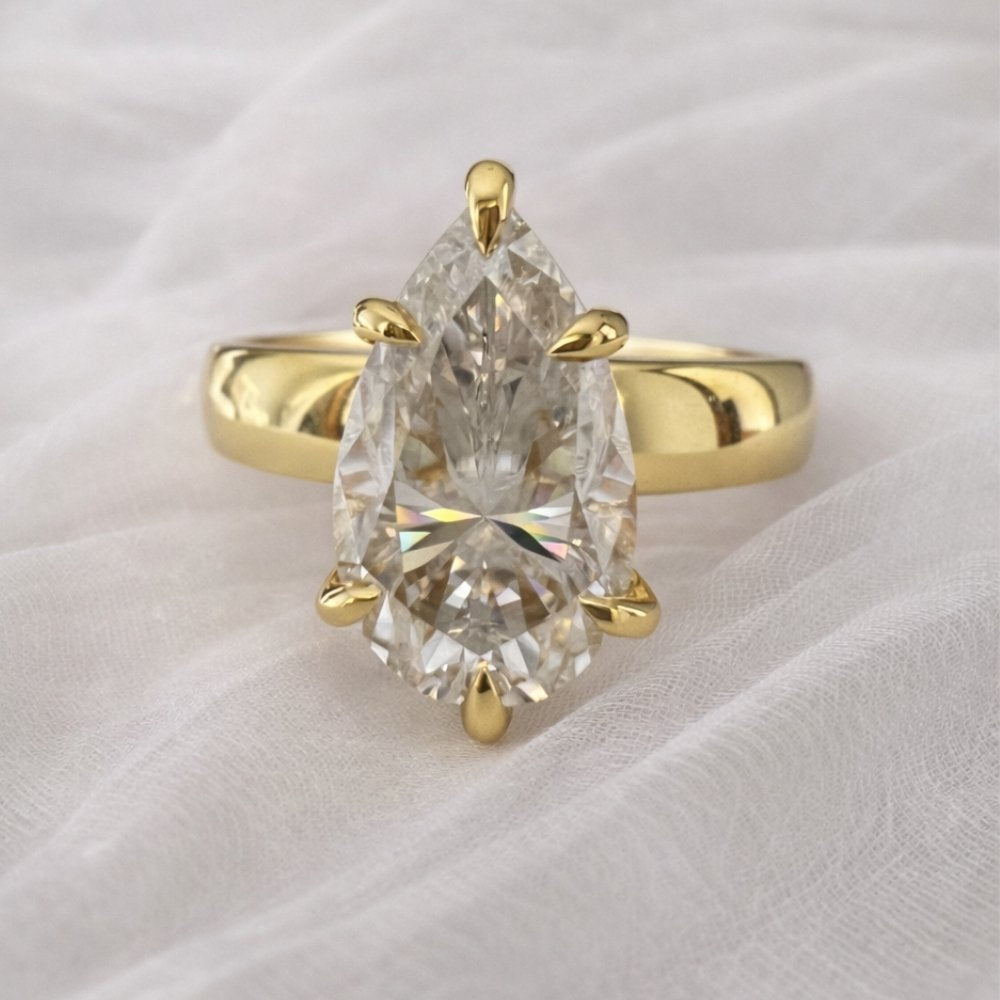 Signature Florie Pear Cut 4mm Dome Band Engagement Ring image 4