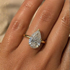 Elsa 3ct Pear Cut Hidden Halo Tulip Setting Ring - M&F Series image 1