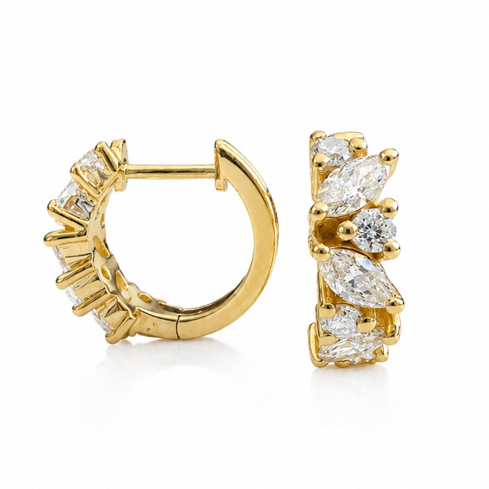 Natty 0.8CTW Marquise and Round Lab Diamond Huggie Earrings