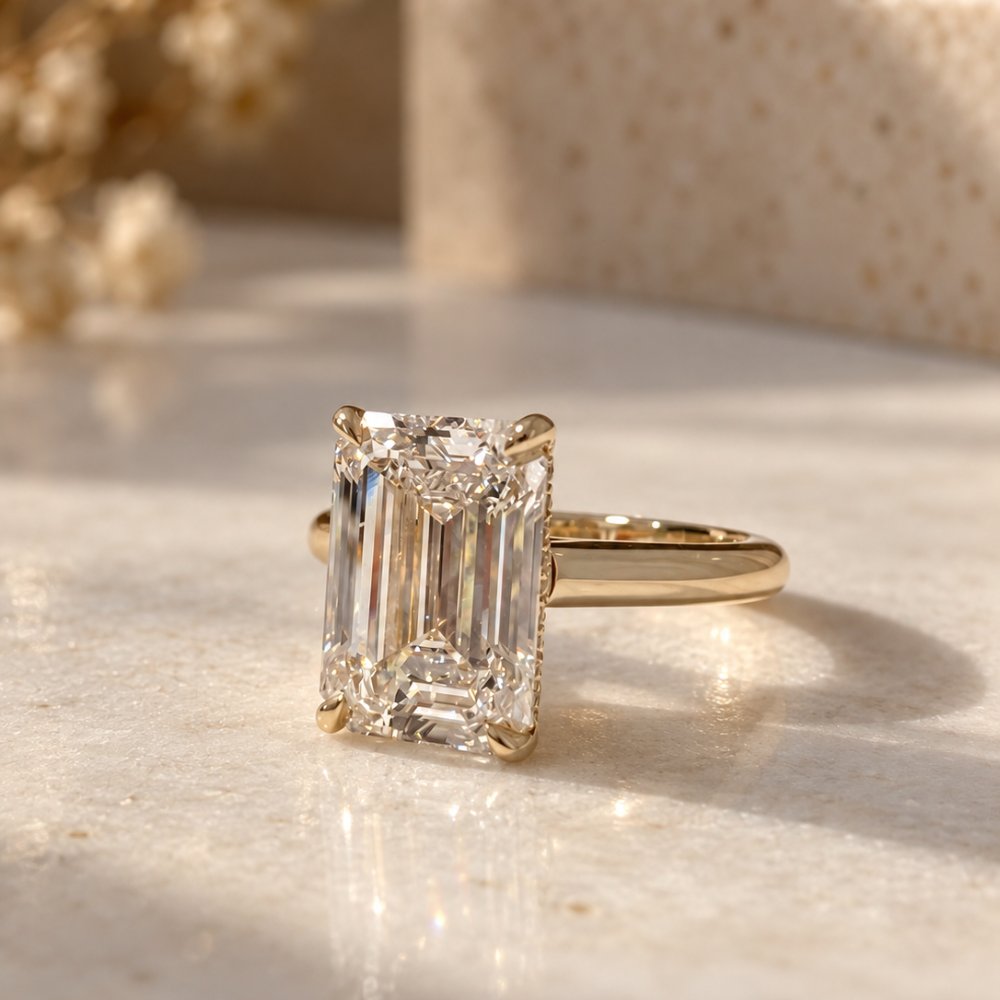 READY TO SHIP - Ellie 3.59ct Emerald Cut Lab Diamond Ring