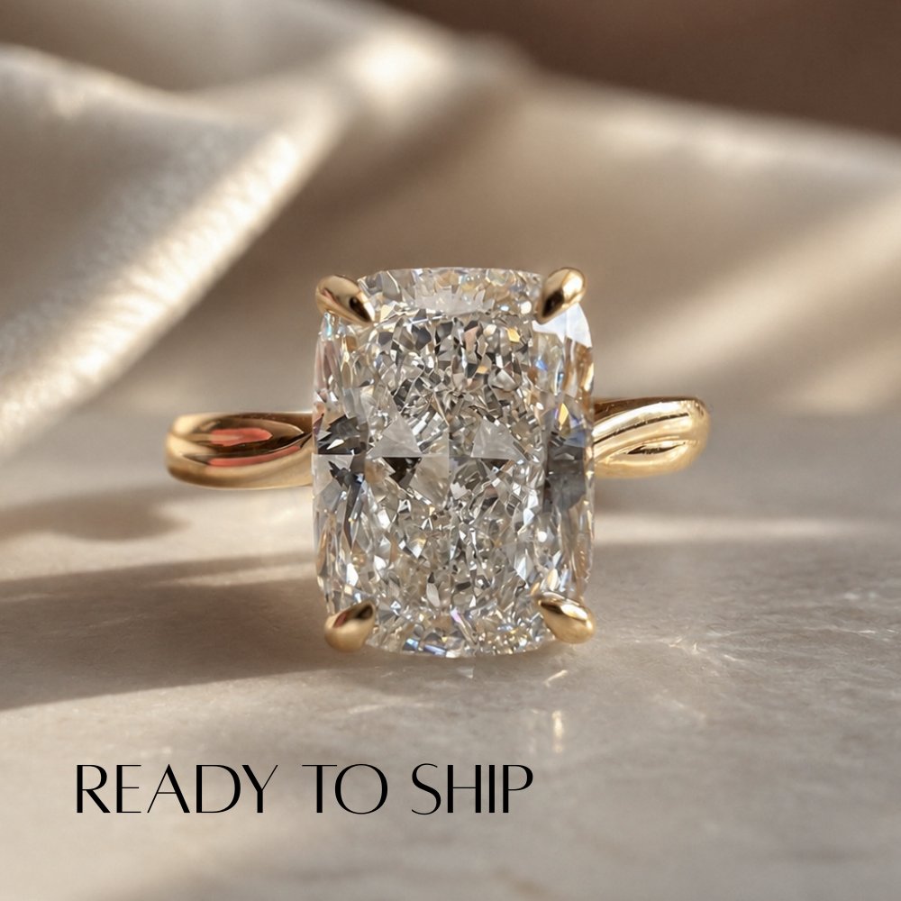 READY TO SHIP - Stacey 3ct Elongated Cushion Lab Diamond Ring