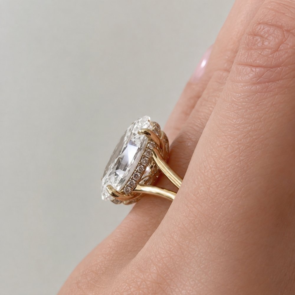 Hailey 4ct Oval Low Set Split Shank Ring