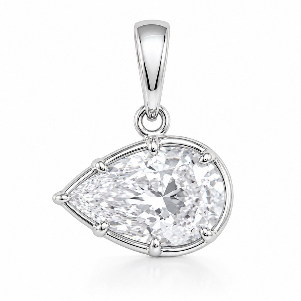 Georgian 3ct Pear East West Pendant image 3