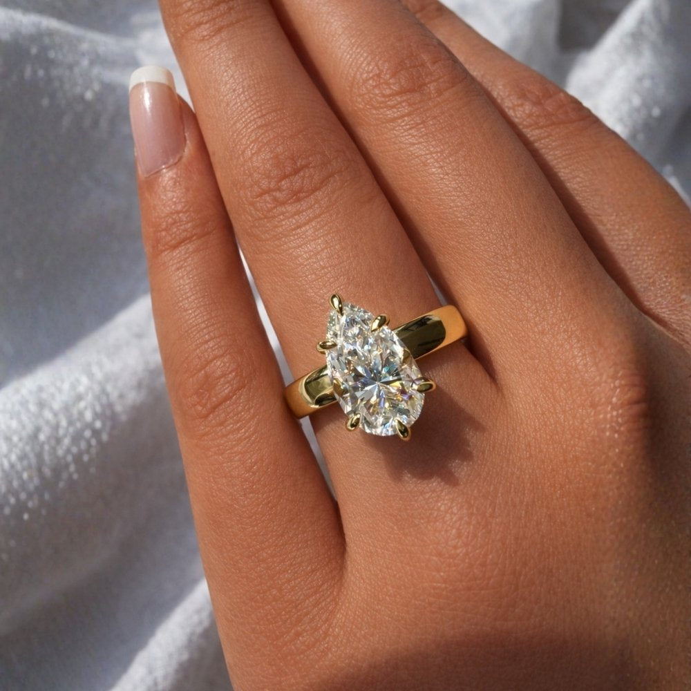 Signature Florie Pear Cut 4mm Dome Band Engagement Ring image 1
