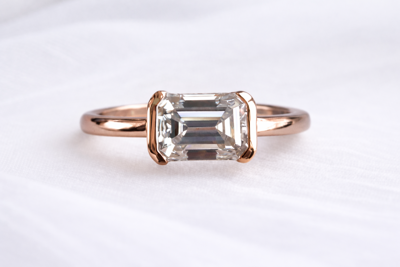 Signature Rio East West Half Bezel Emerald Cut 1.5ct Ring image 4