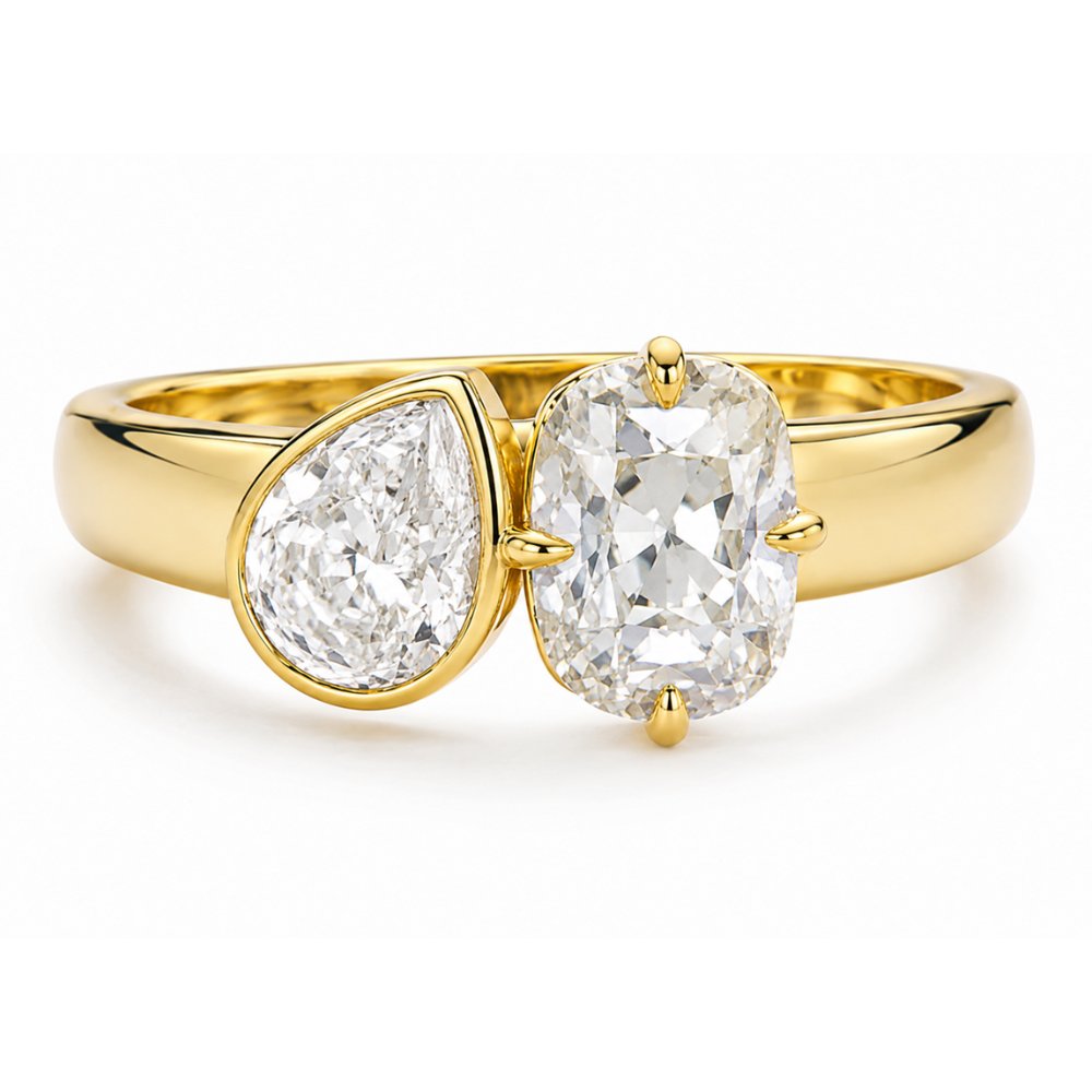 Signature Nicole 3CTW Pear and Cushion Cut Toi Et Moi Ring image 0