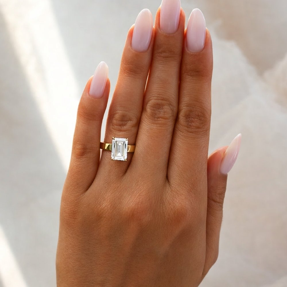 Signature Emma 4ct Emerald Cut Cigar Band Engagement Ring image 1