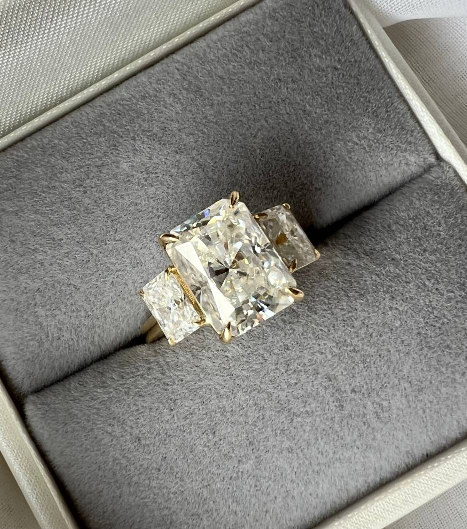 Emilia 6.6CTW Radiant Cut Trilogy Ring - M and F Series image 6