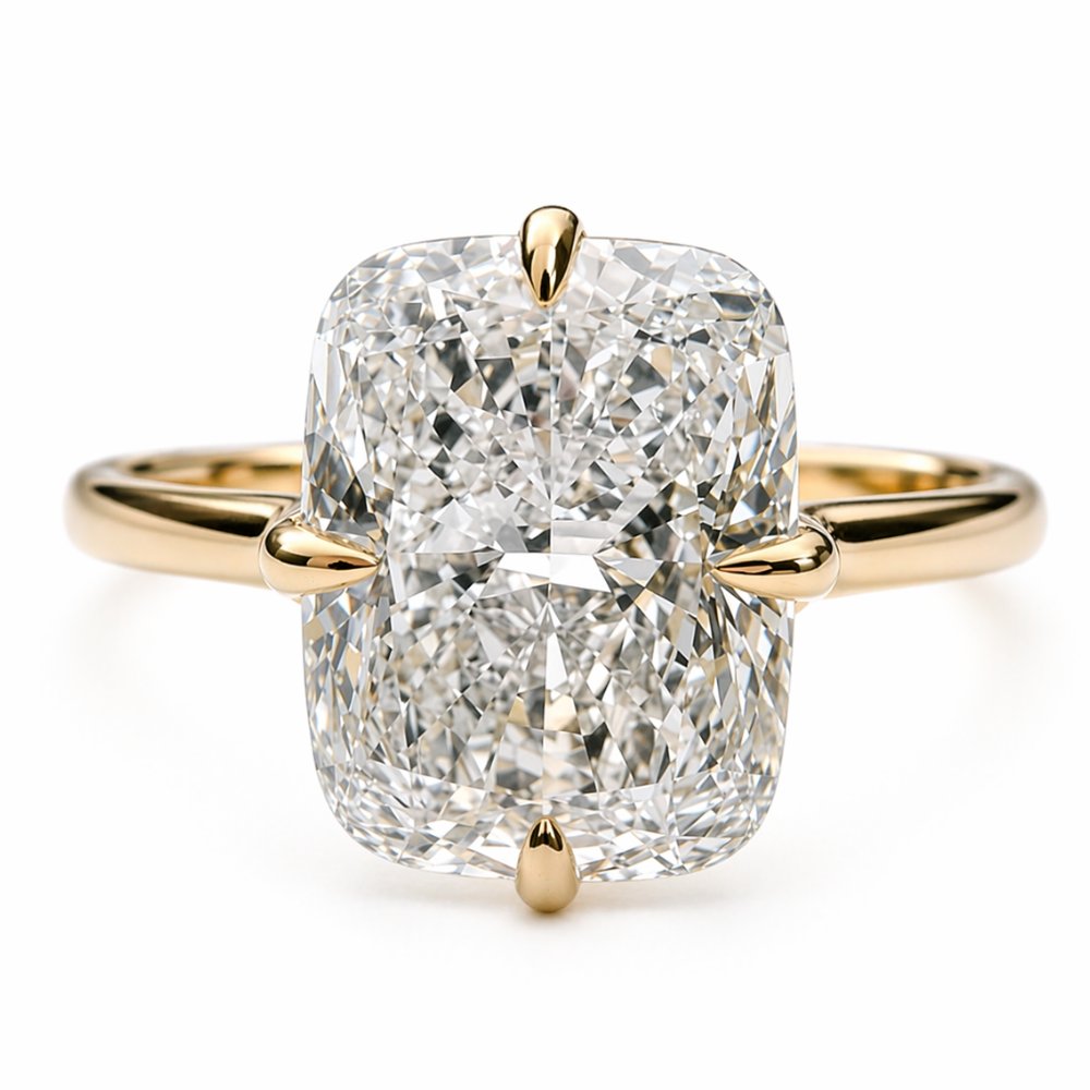 Athena 3ct Elongated Cushion Cut Tulip Setting Ring - M and F Series image 0