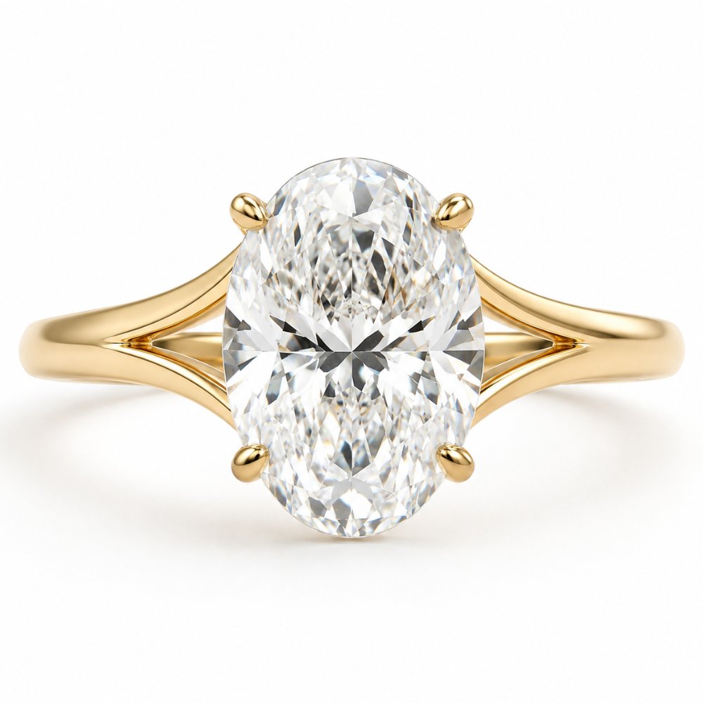 Hailey 4ct Oval Low Set Split Shank Ring
