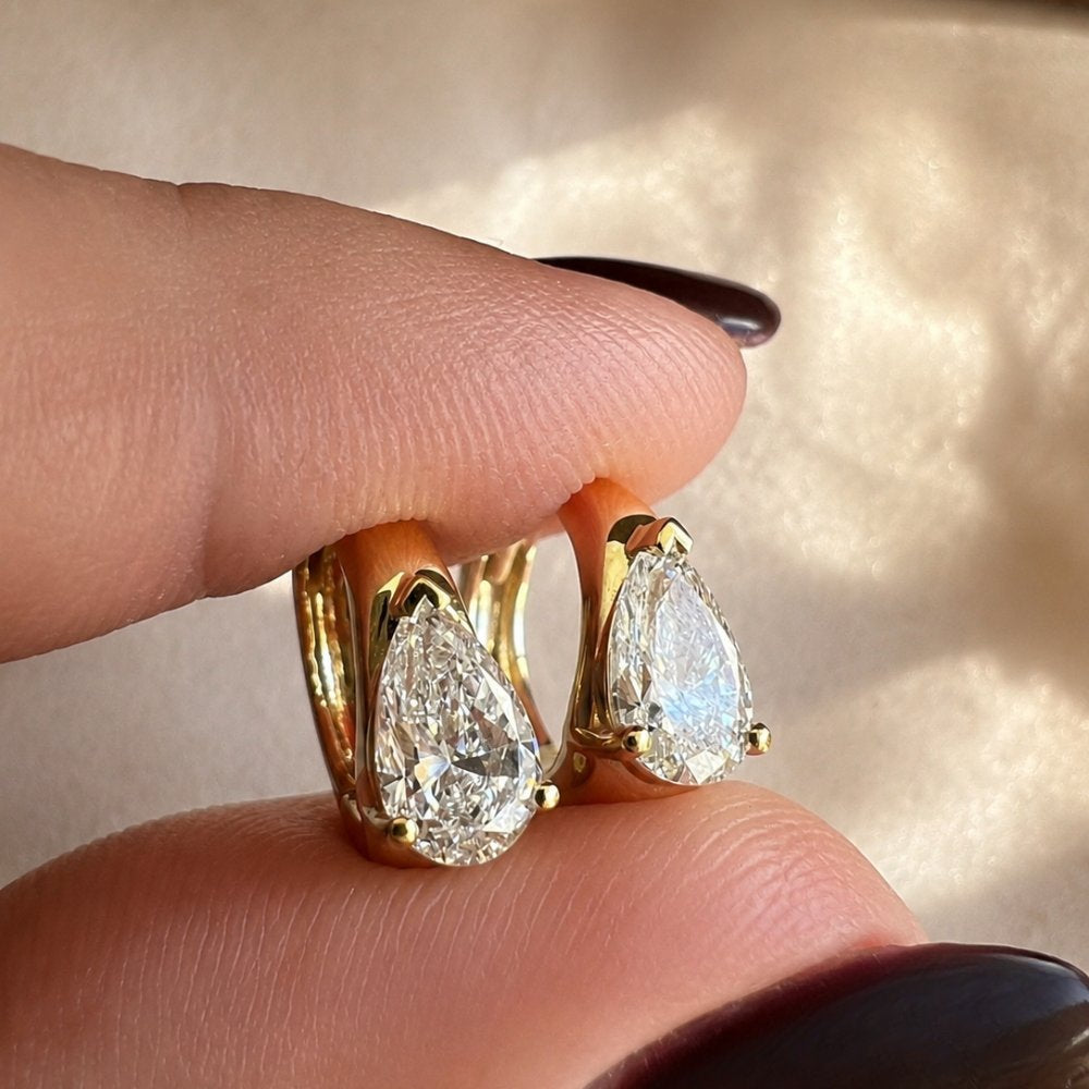 Tina 1CTW Pear Lab Diamond Huggie Earrings
