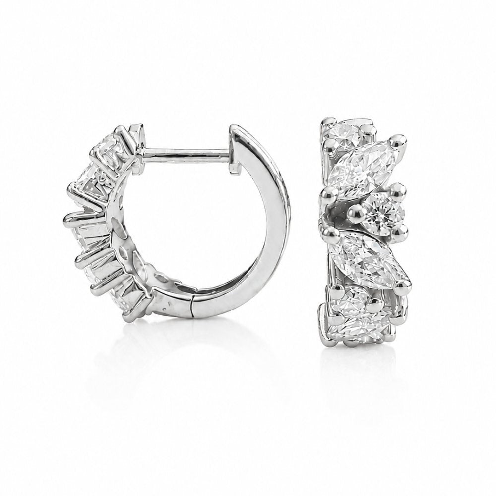 Natty 0.8CTW Marquise and Round Lab Diamond Huggie Earrings