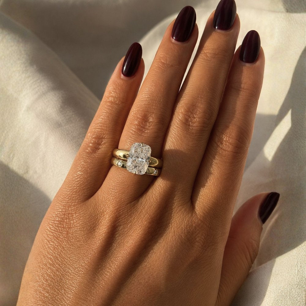 READY TO SHIP - Tanya 3ct Elongated Cushion Tapered Ring