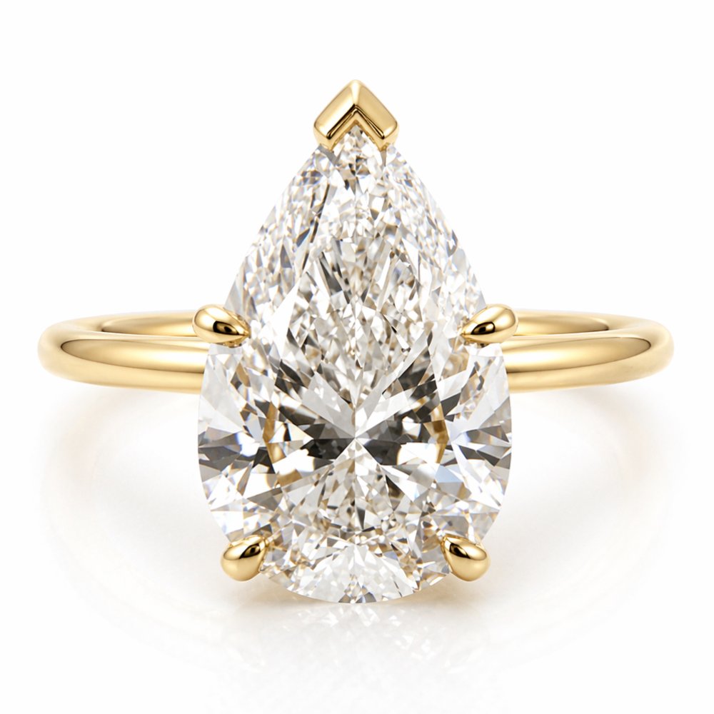 Elsa 3ct Pear Cut Hidden Halo Tulip Setting Ring - M&F Series image 0