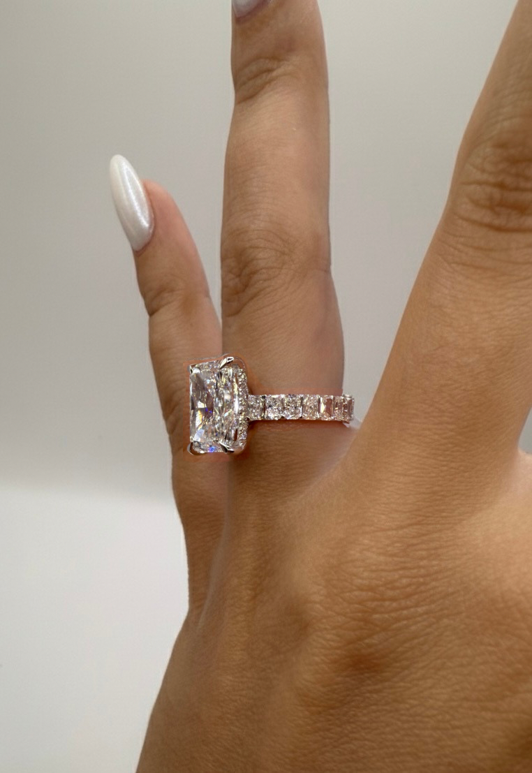 Fay-Maree 7.6CTW Radiant Cut Moissanite Engagement Ring - M and F Series image 3