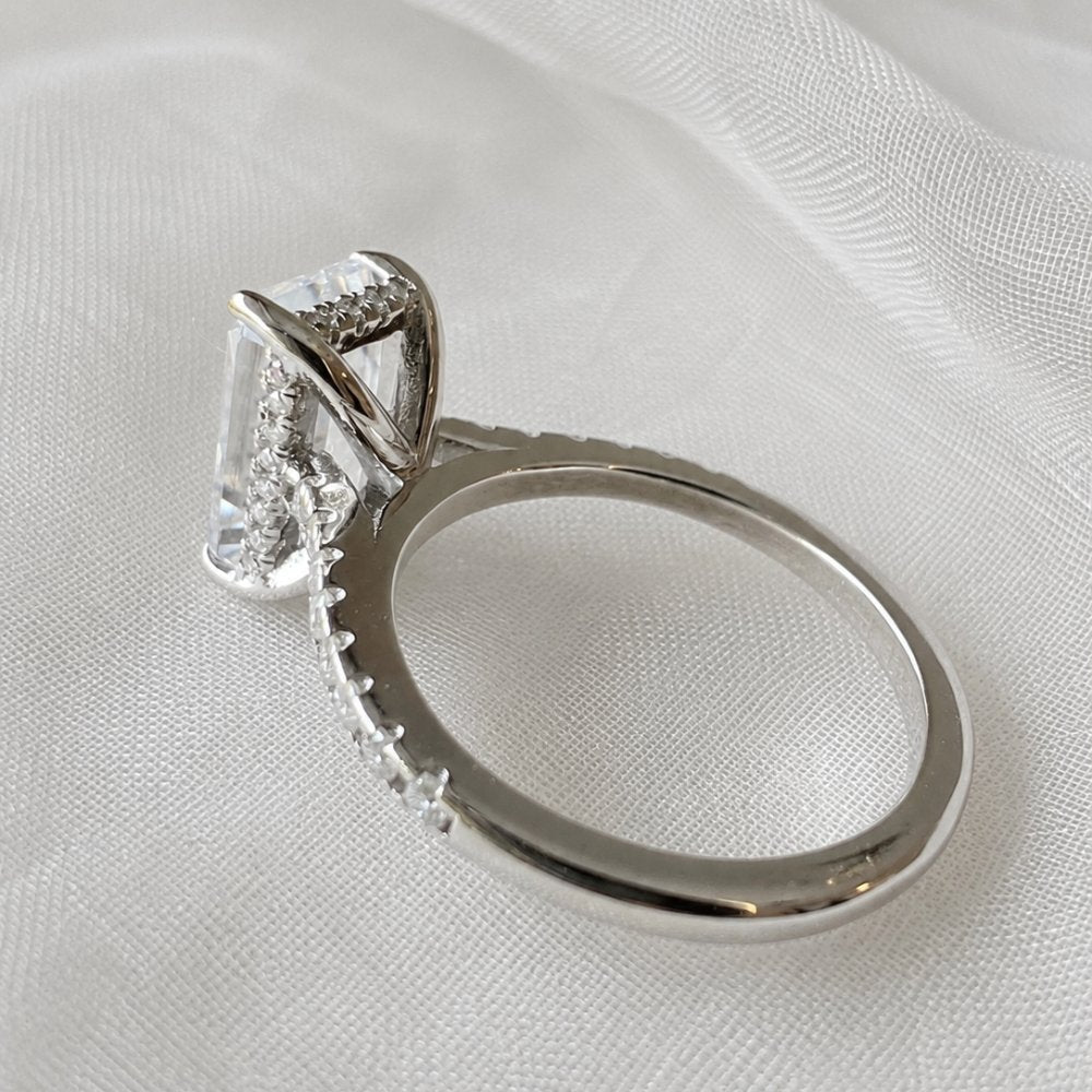 Signature Isabelle Emerald Cut 4ct Pave Cathedral Setting Ring image 3