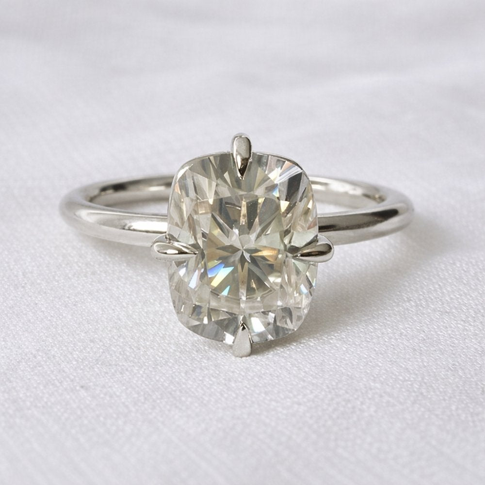 Lizzi 3ct Elongated Cushion Compass Prong Engagement Ring - M and F Series image 8
